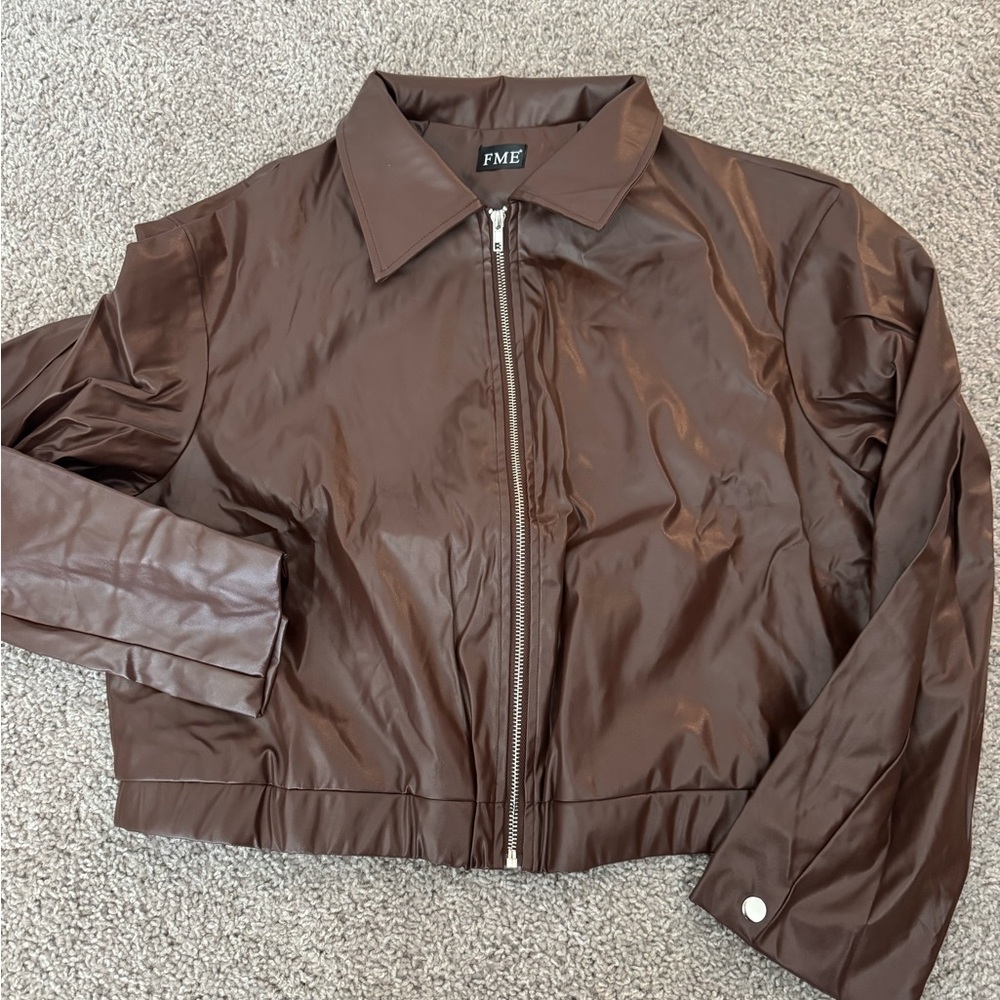 FME VEGAN Leather Jacket, Silver Zipper
